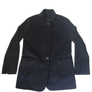 Banana Republic Coat Womens Medium Black Wool Blend Two Button Long Overcoat